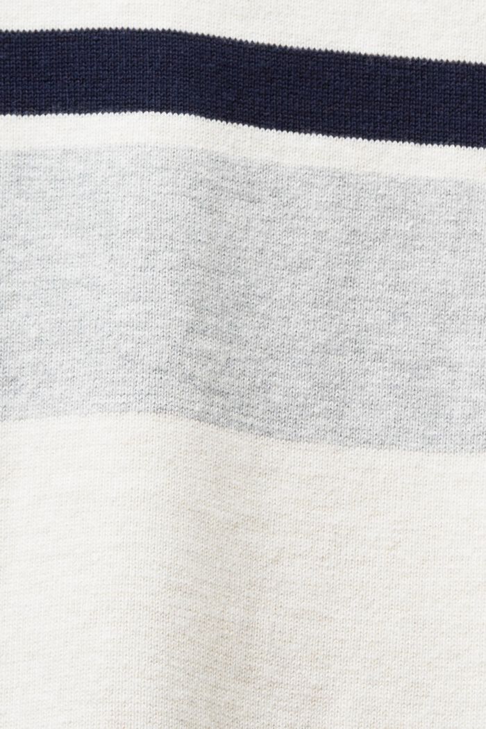 Striped Short-Sleeve Sweater, OFF WHITE, detail image number 4