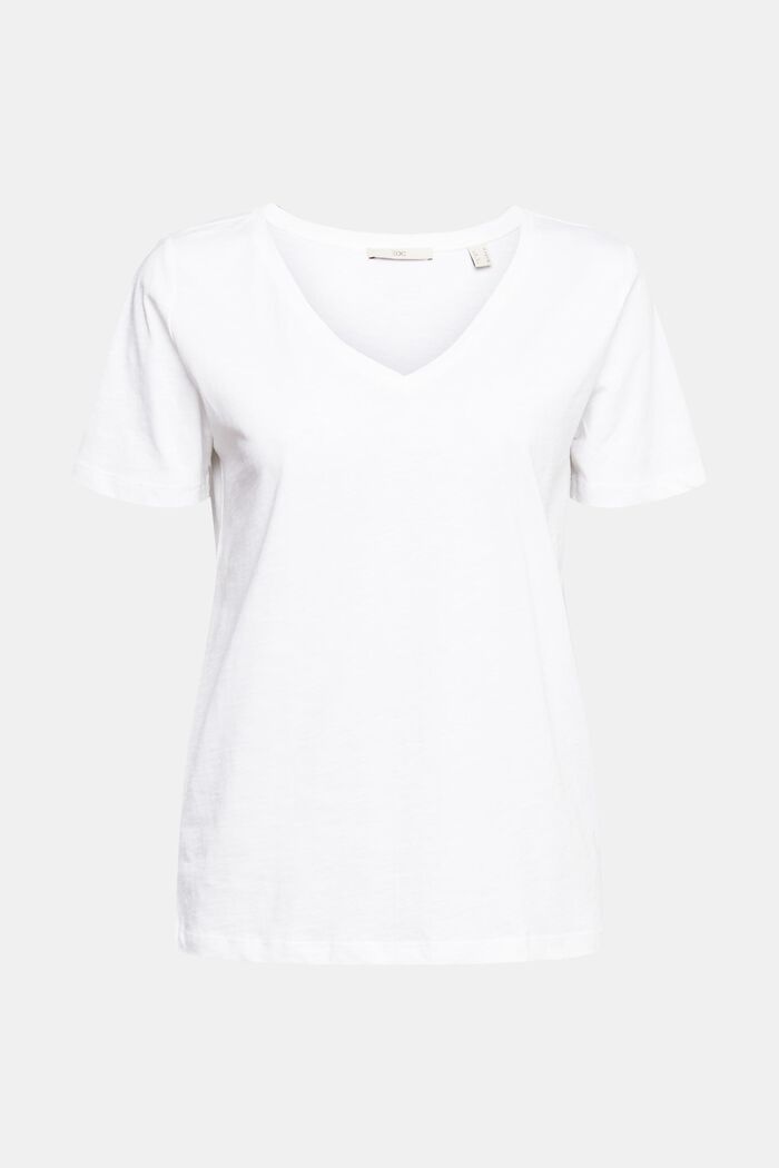 V-neck T-shirt, WHITE, detail image number 2