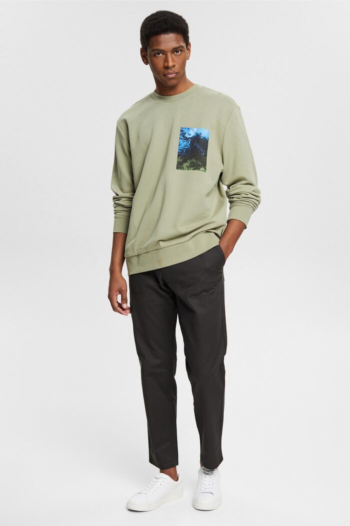 Cotton blend sweatshirt with TENCEL™, LIGHT KHAKI, overview