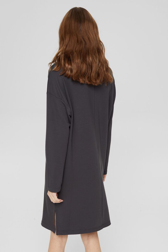 TENCEL™: Jersey dress with a polo neck, ANTHRACITE, detail image number 2