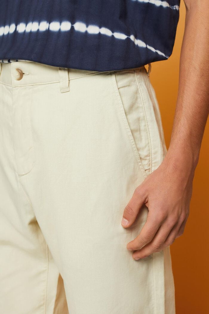Cotton and linen blended trousers, CREAM BEIGE, detail image number 2