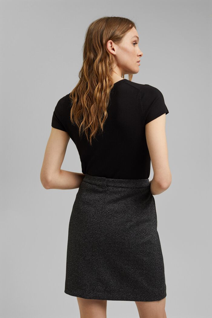 Mix + match HERRINGBONE A-line skirt, BLACK, detail image number 3