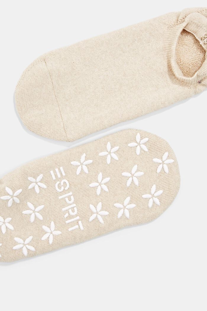 Non-slip short socks, organic cotton blend, SAND MELANGE, detail image number 1