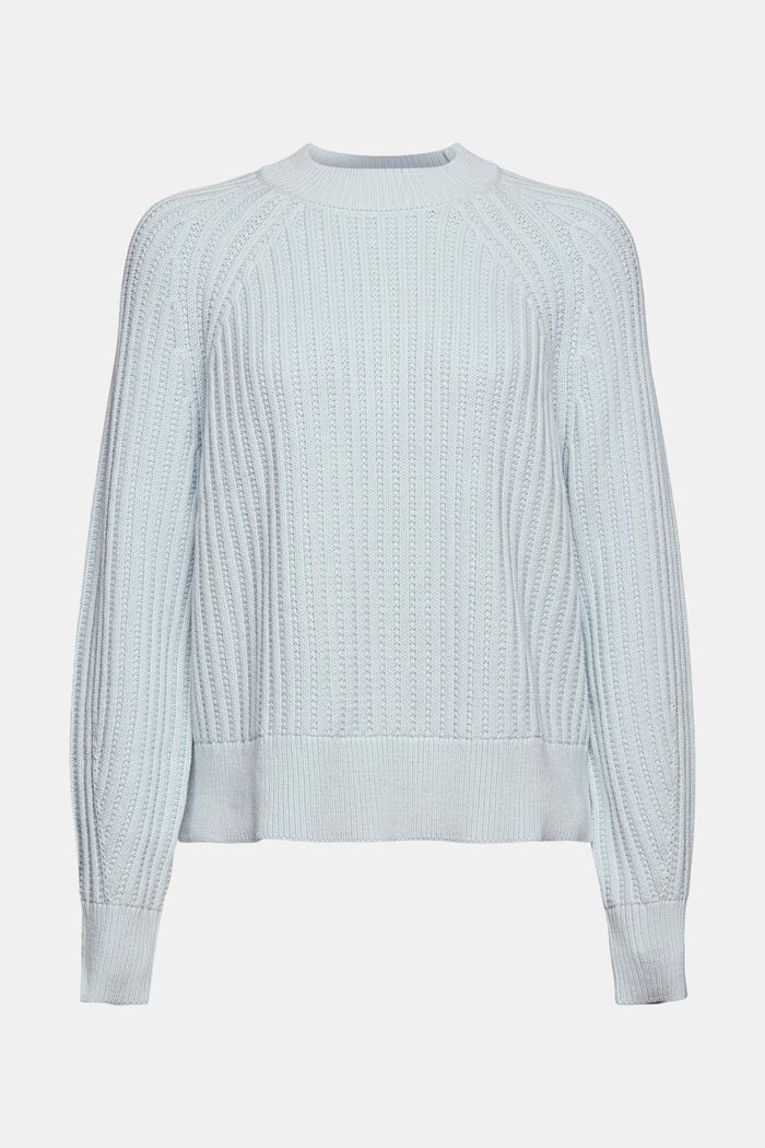 Rib knit jumper in an organic cotton blend, PASTEL BLUE, overview