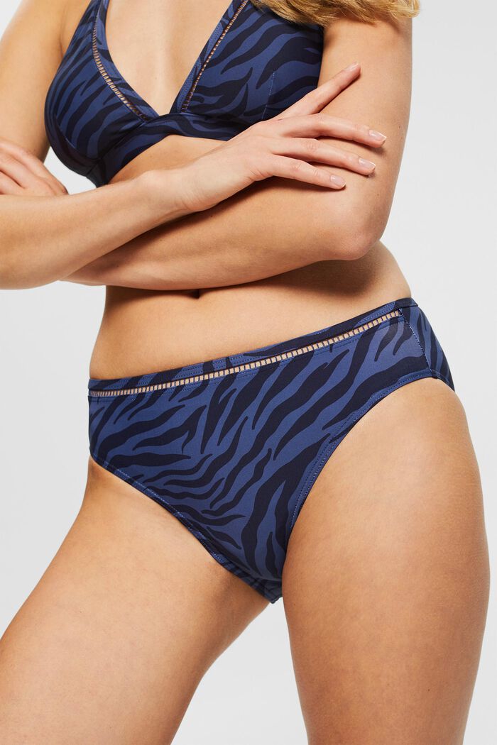 Made of recycled material: patterned bikini bottoms, NAVY, detail image number 1