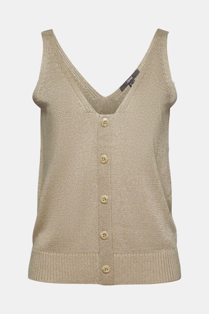 Knitted top with a decorative button placket, KHAKI GREEN, detail image number 5