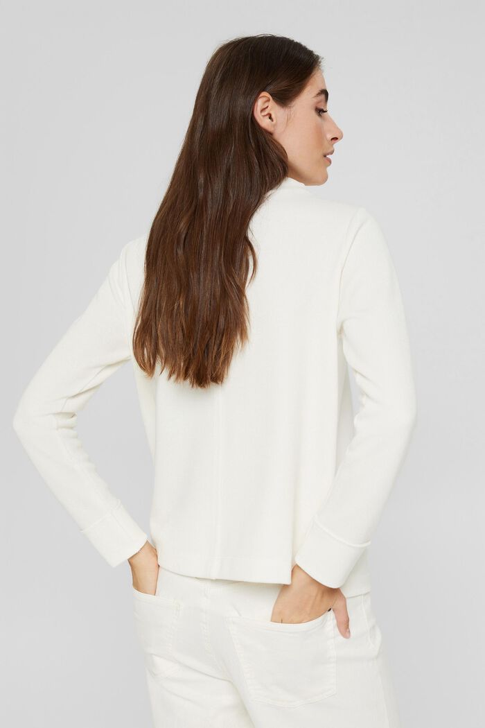 Sweatshirt with a stand-up collar, blended organic cotton, OFF WHITE, detail image number 3