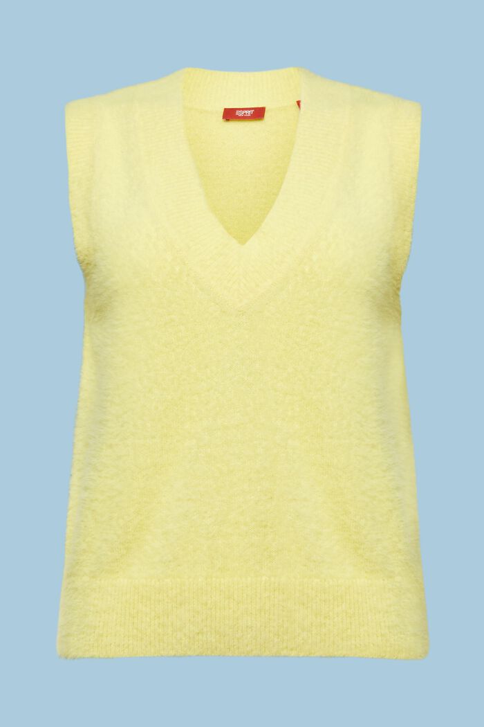 Wool Blend V-Neck Vest, PASTEL YELLOW, detail image number 6