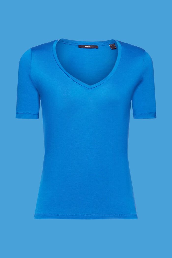V-neck T-shirt, TENCEL™, BRIGHT BLUE, detail image number 7