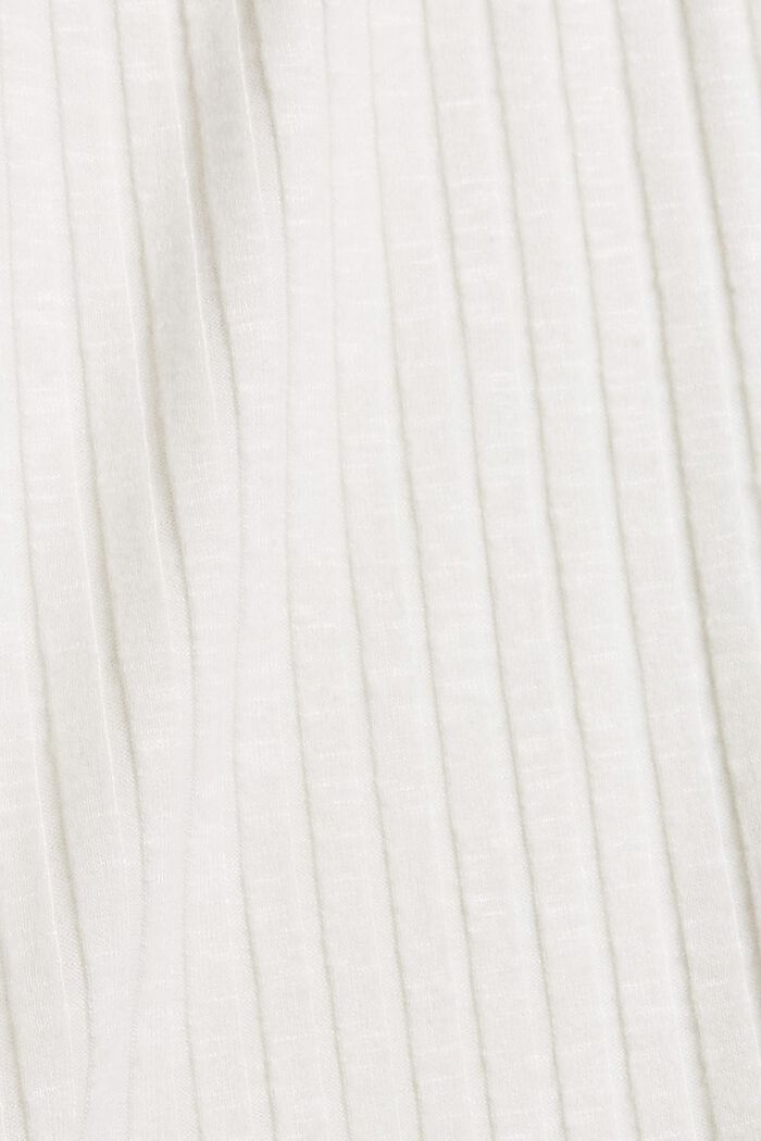 Ribbed top with band collar and button placket, OFF WHITE, detail image number 4