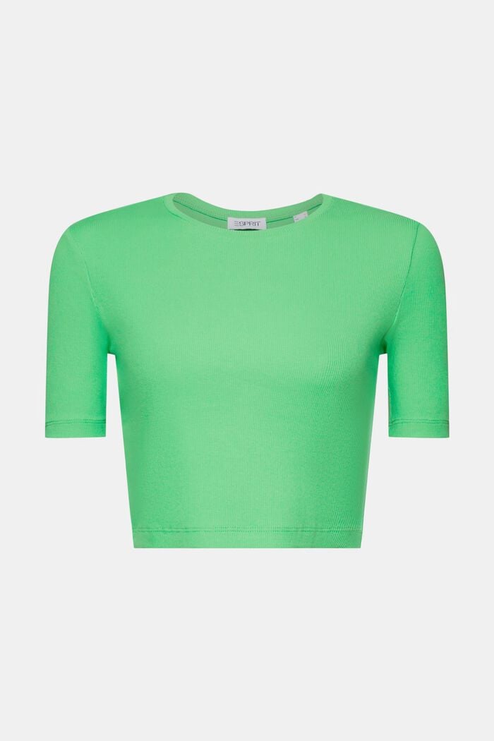Ribbed Cotton Cropped T-Shirt, CITRUS GREEN, detail image number 6