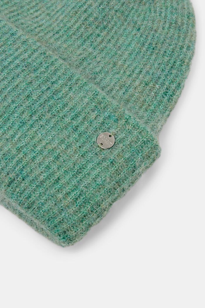 Wool-Blend Ribbed-Knit Beanie, GREEN, detail image number 1