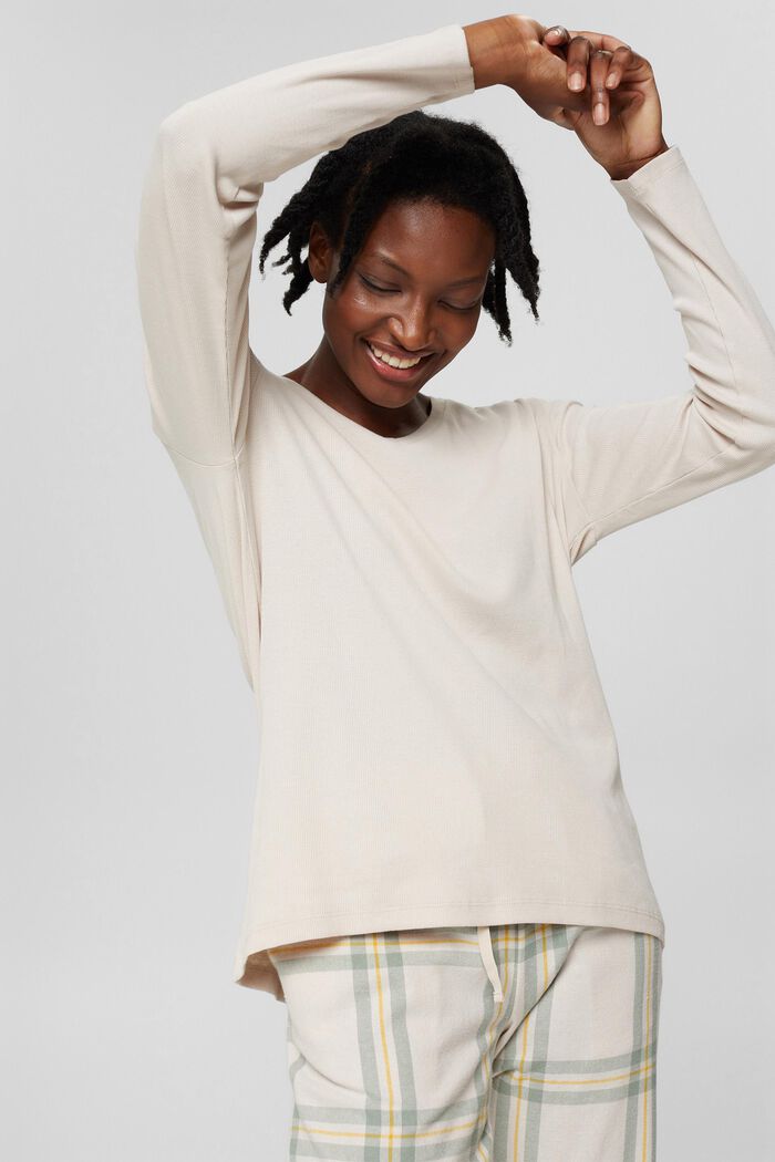 Ribbed pyjama top made of organic cotton, ICE, overview
