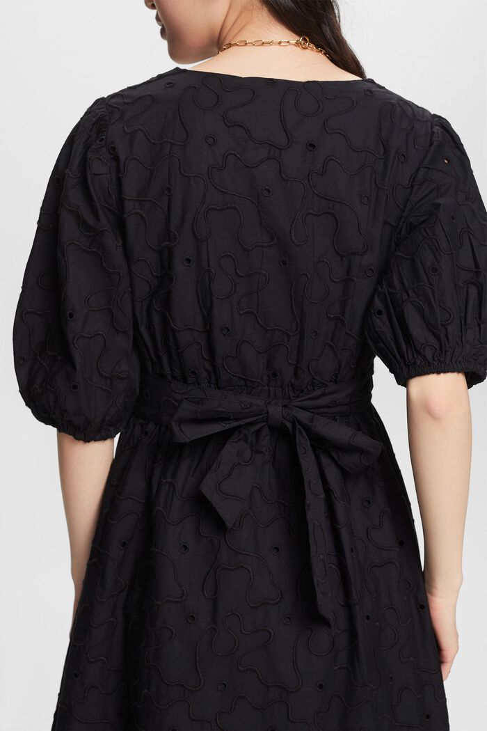 Belted Puff Sleeve Midi Dress, BLACK, detail image number 3