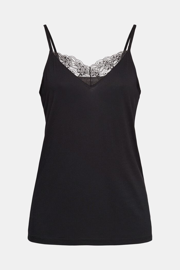 Top with lace, LENZING™ ECOVERO™, BLACK, detail image number 2