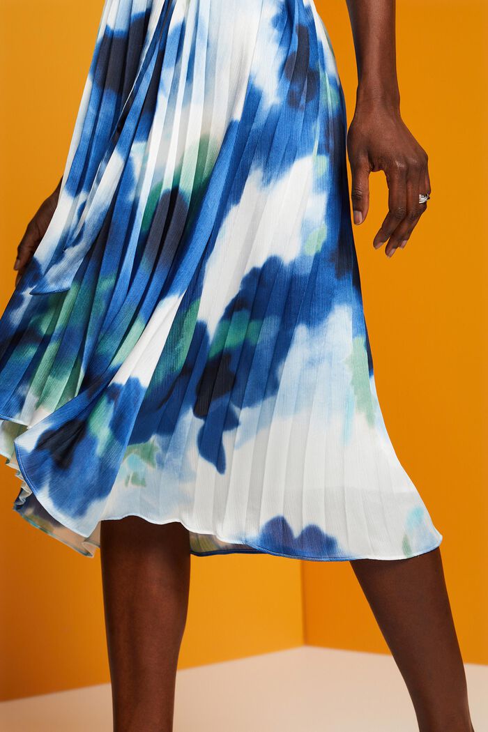 Crinkled midi dress with all-over print, OFF WHITE, detail image number 4