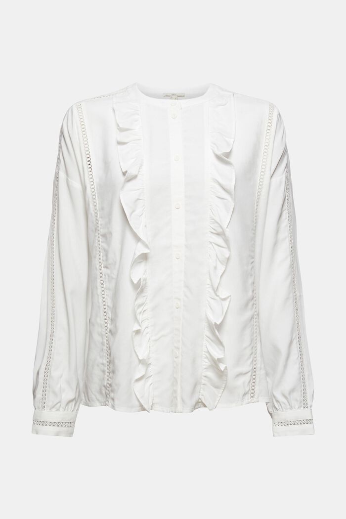 Blouse with frills, LENZING™ ECOVERO™, OFF WHITE, detail image number 5