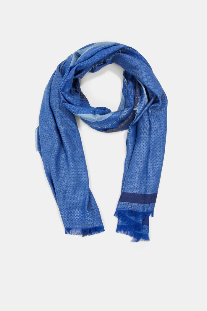 Patterned scarf, LENZING™ ECOVERO™, BRIGHT BLUE, detail image number 0