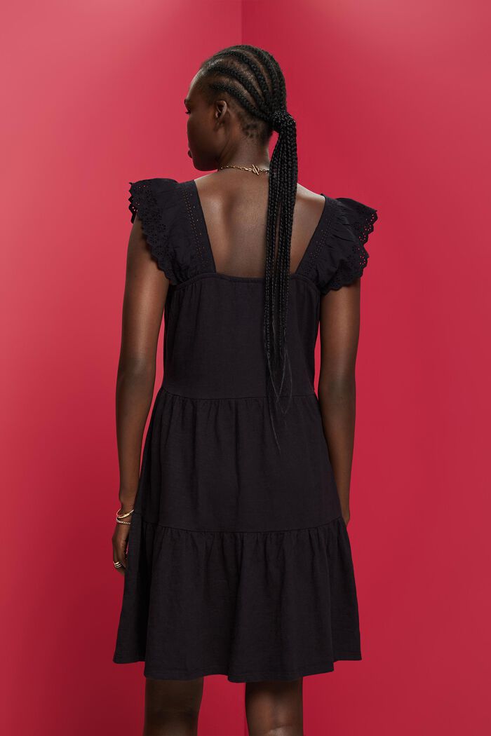 Jersey dress with embroidered lace sleeves, BLACK, detail image number 3