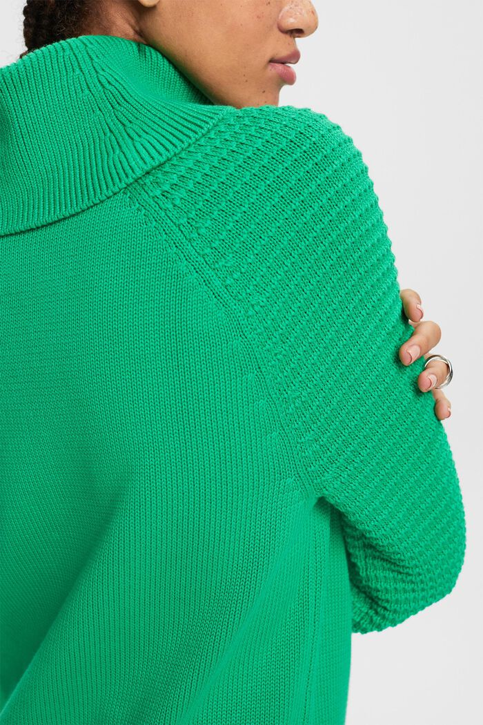 Cotton Turtleneck Sweater, GREEN, detail image number 1