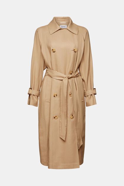 Cotton-Linen Double-Breasted Trench Coat