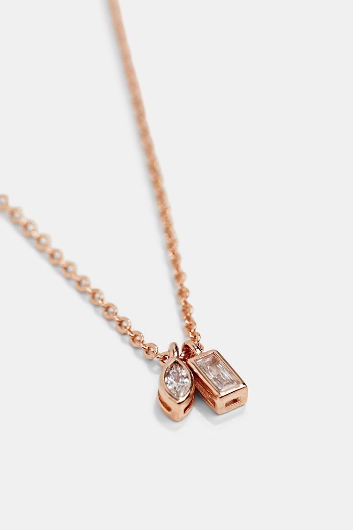 Necklace with two pendants, sterling silver, ROSEGOLD, detail image number 1