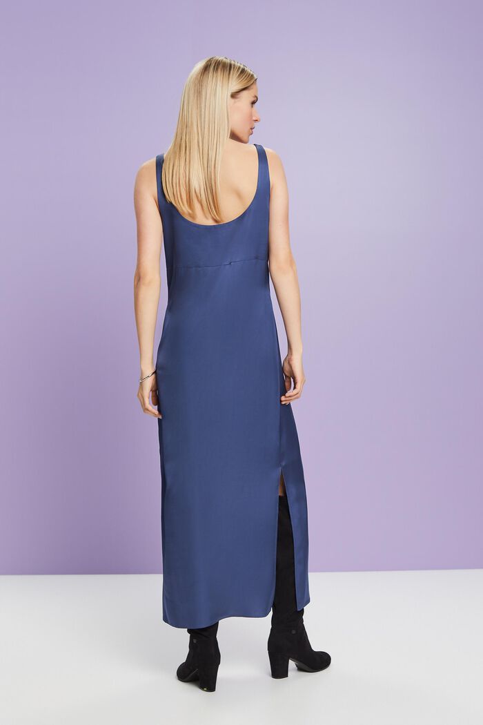 Satin Slip Midi Dress, GREY BLUE, detail image number 2
