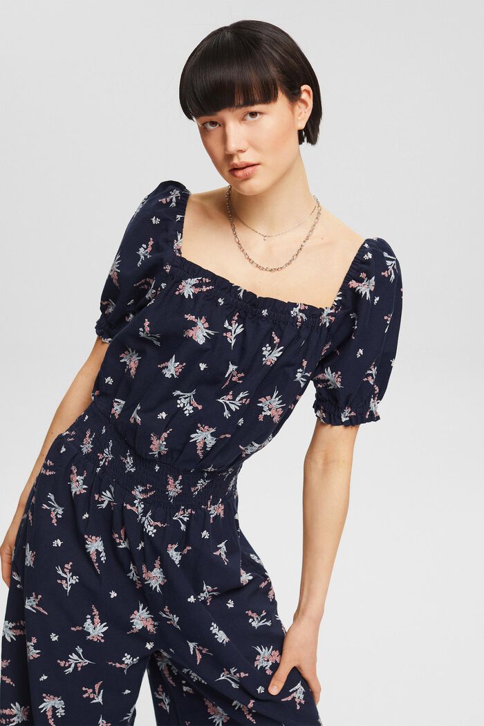 Linen blend: floral jumpsuit, NAVY, detail image number 3