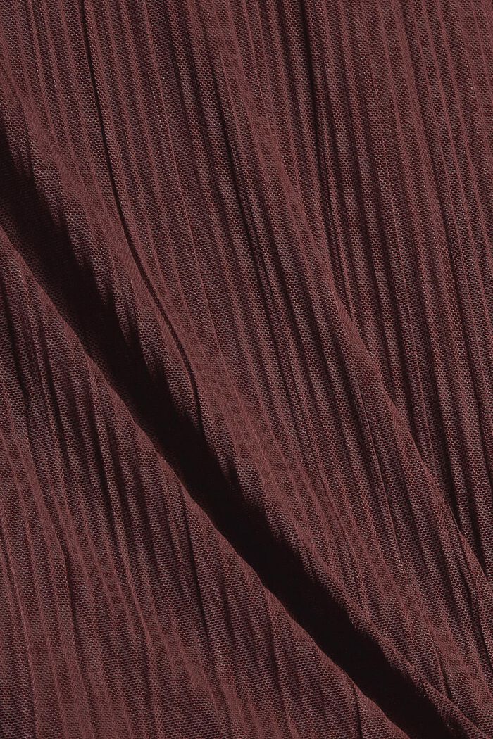 Pleated chiffon top with neck ties, BORDEAUX RED, detail image number 4