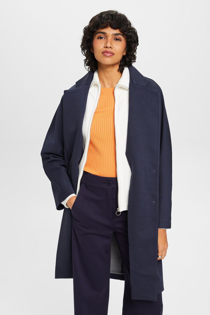 Double-faced jersey coat, NAVY, detail image number 0