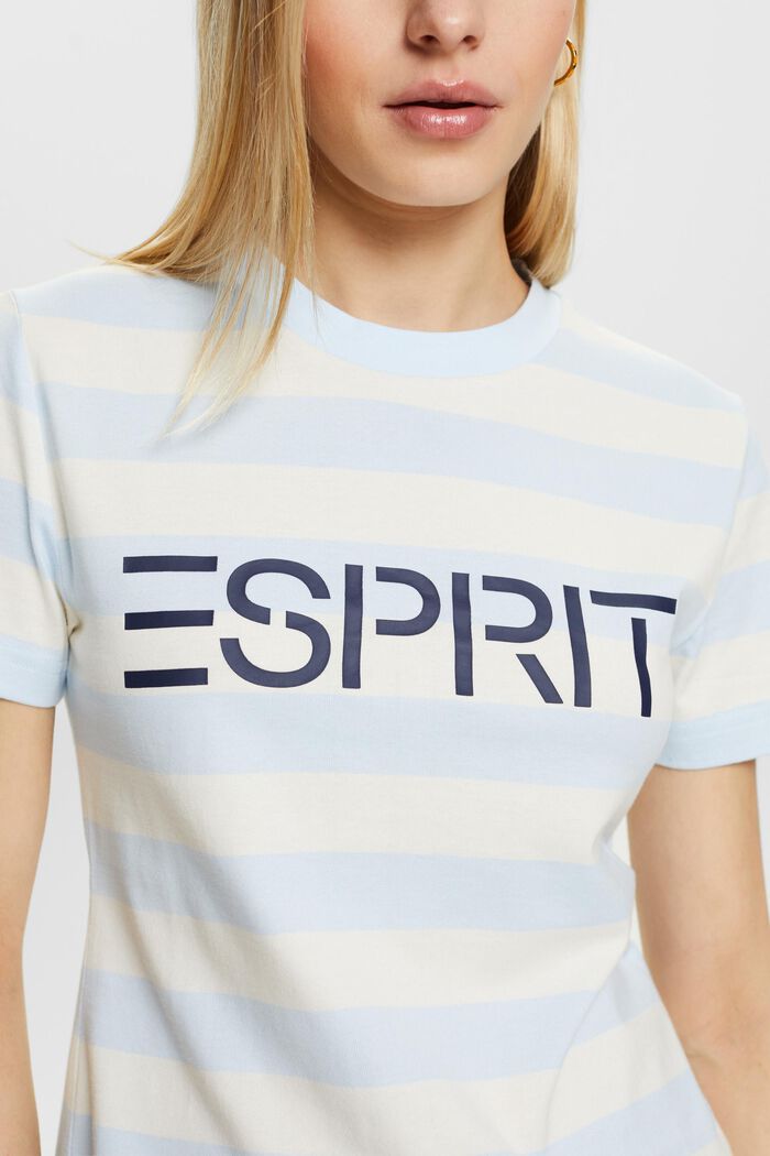 Striped Logo Cotton T-Shirt, PASTEL BLUE, detail image number 3