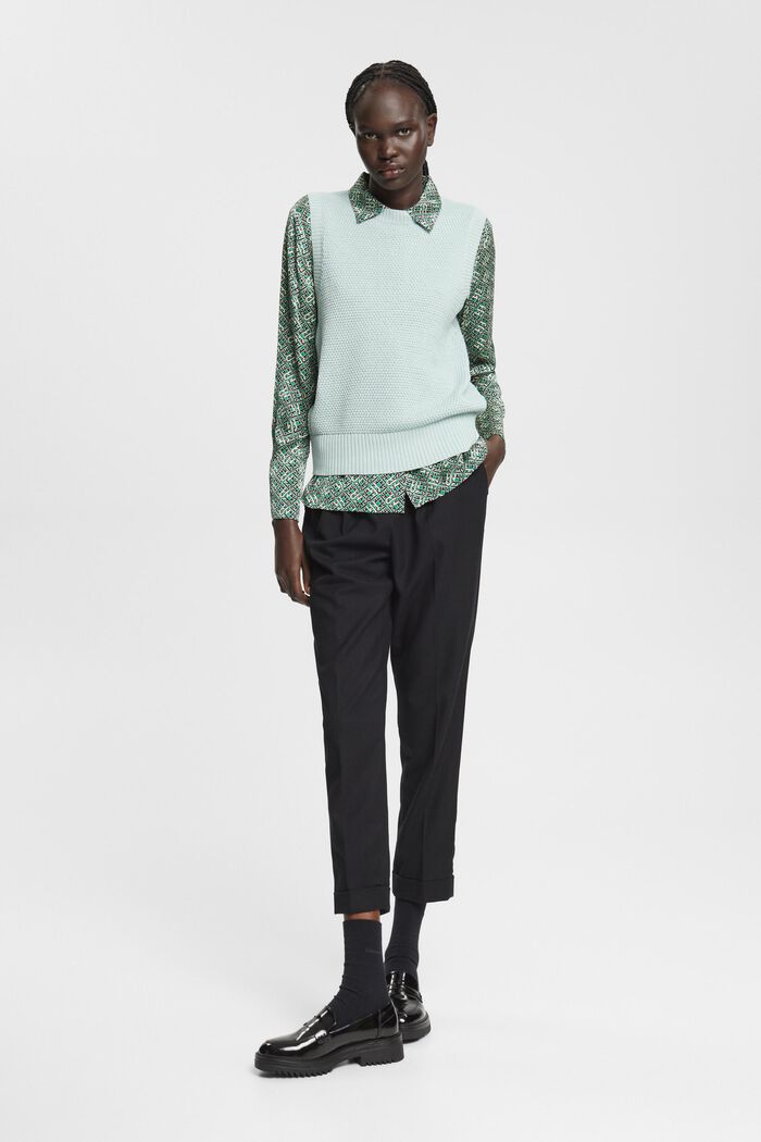 Sleeveless jumper, cotton blend, LIGHT AQUA GREEN, detail image number 4