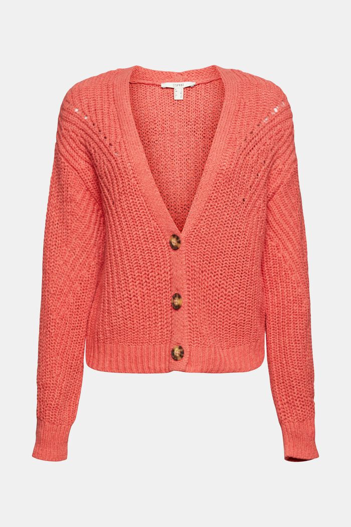 Cardigan in ribbon yarn, blended cotton, CORAL, detail image number 2