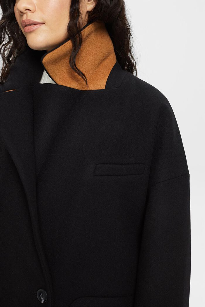 Recycelt: blended wool coat, BLACK, detail image number 1