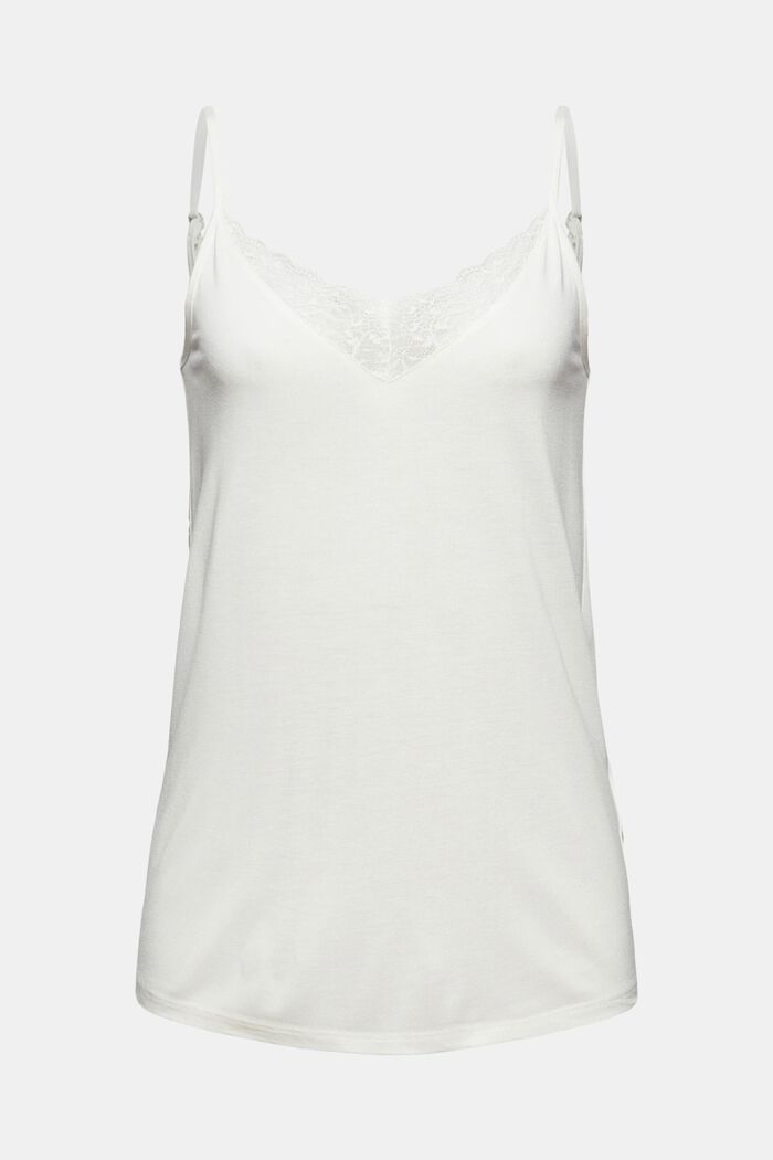 Jersey top with lace in LENZING™ ECOVERO™, OFF WHITE, detail image number 5