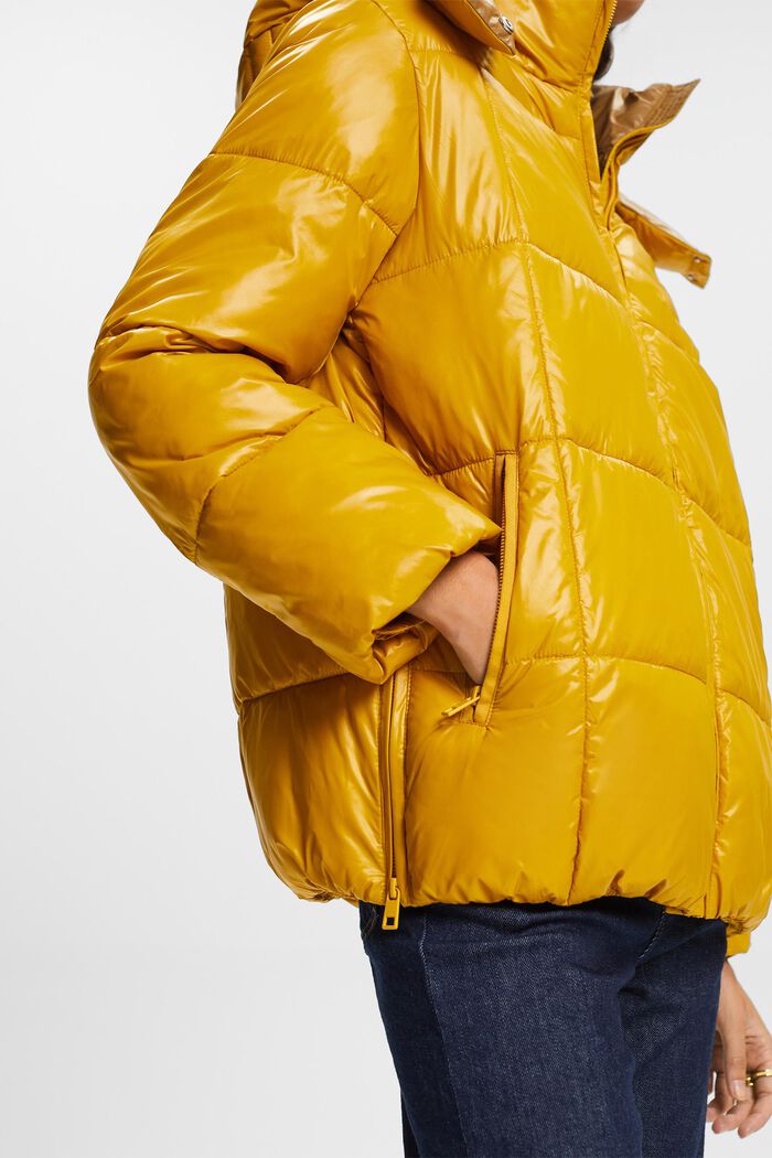 Hooded Puffer Jacket, AMBER YELLOW, detail image number 2