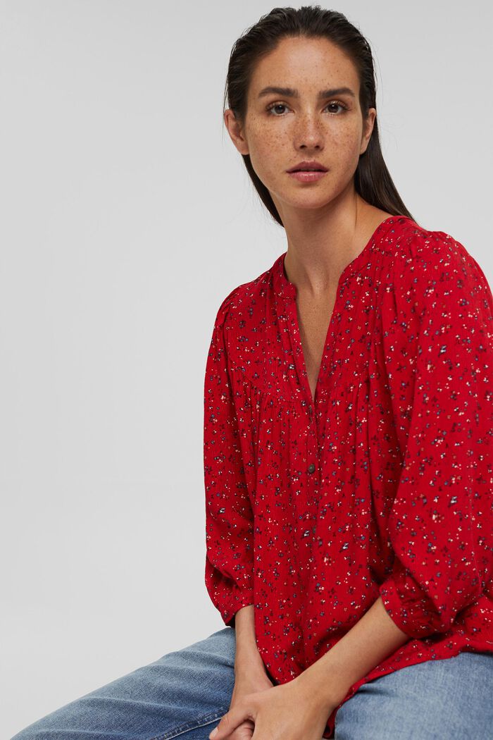 Mille-fleurs blouse made of LENZING™ ECOVERO™, RED, overview