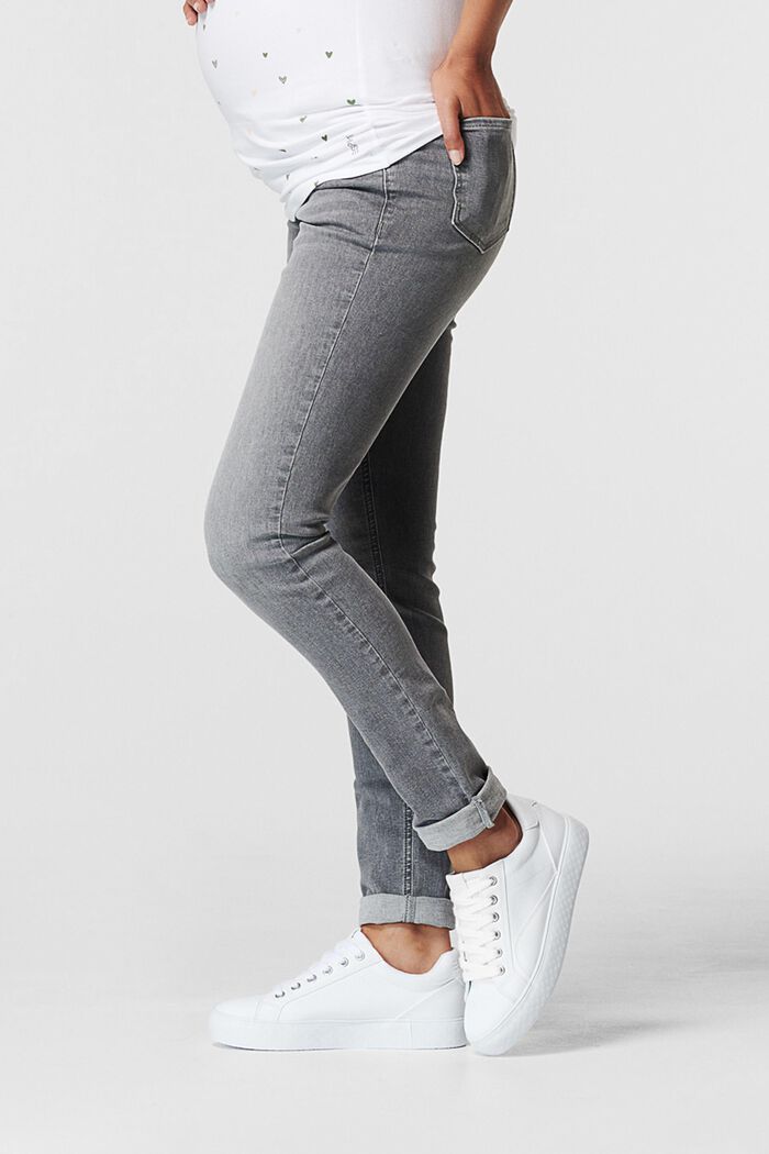 Stretch jeans with an over-bump waistband, GREY DENIM, detail image number 2