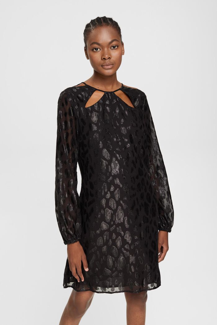 Patterned dress with glitter effect, BLACK, detail image number 0