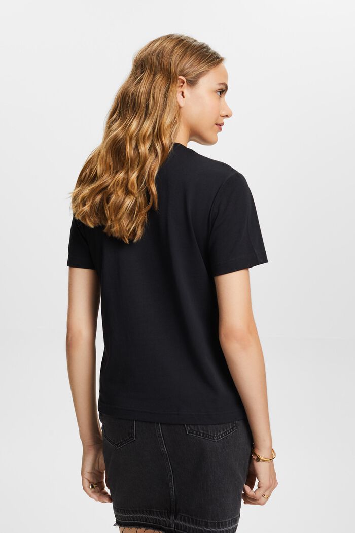 Crewneck T-shirt, 100% cotton, BLACK, detail image number 3
