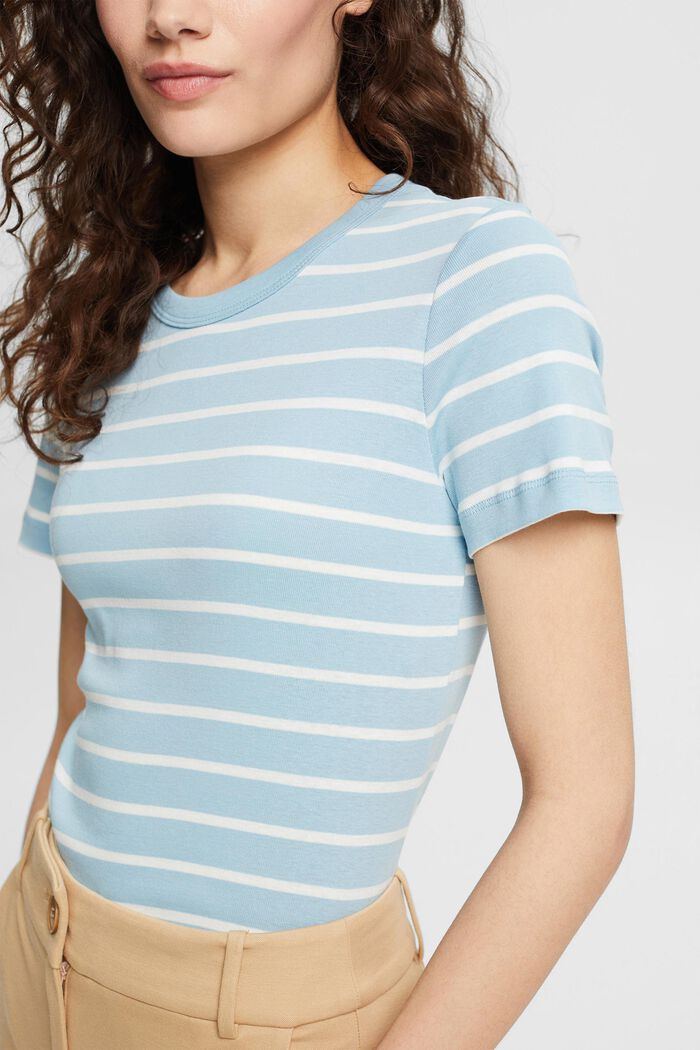 Striped cotton T-shirt, GREY BLUE, detail image number 0