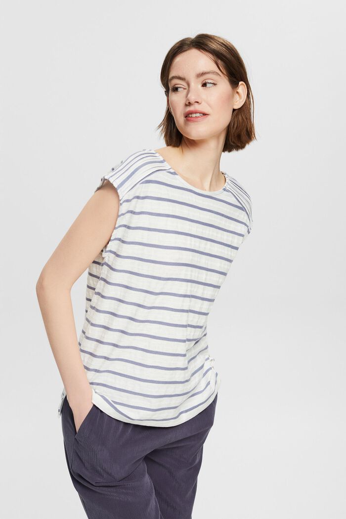 T-shirt with textured stripes, LIGHT BLUE LAVENDER, detail image number 0