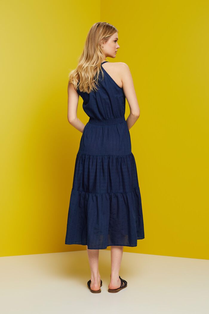 Tiered Cotton Midi Dress, NAVY, detail image number 3
