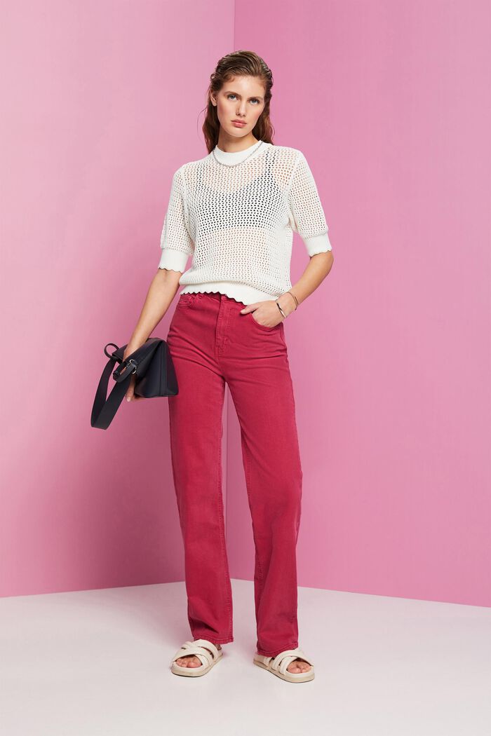 High-rise straight leg trousers, DARK PINK, detail image number 1