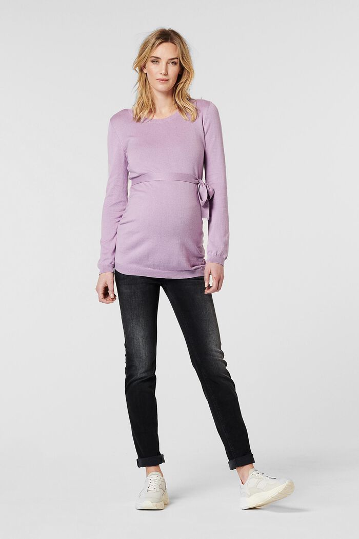 Fine knit jumper with organic cotton, PALE PURPLE, detail image number 0