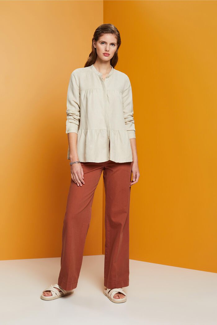 Linen blend blouse, LIGHT TAUPE, detail image number 4