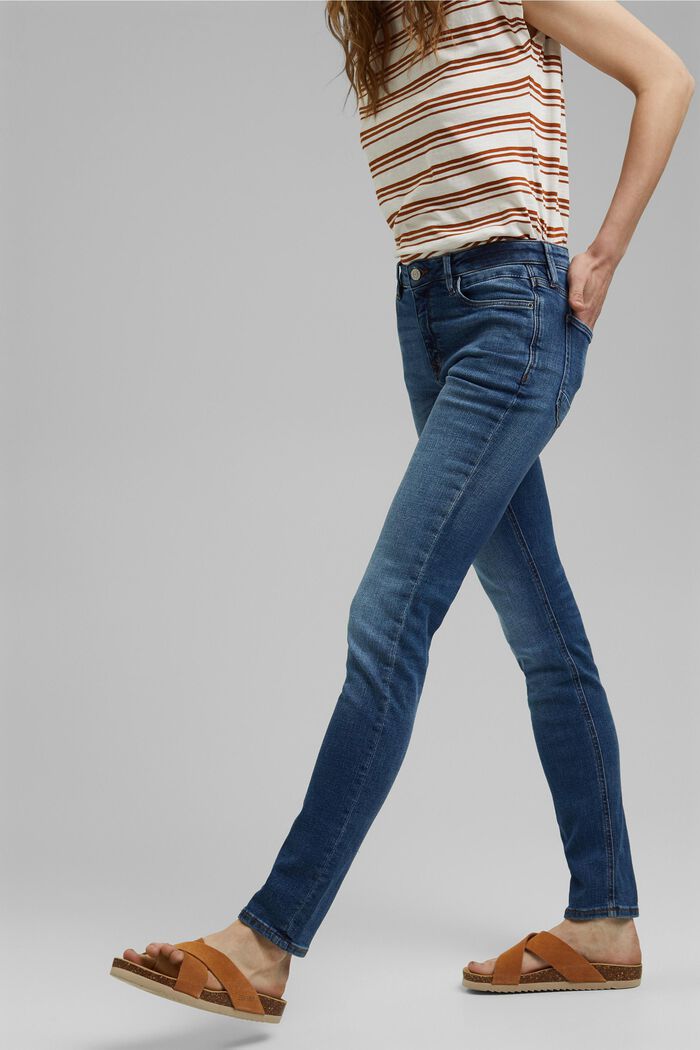 Stretch jeans in organic cotton, BLUE MEDIUM WASHED, detail image number 7