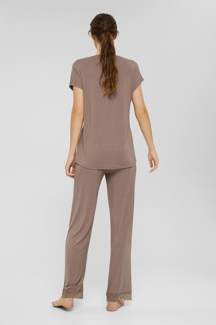 Jersey pyjamas in LENZING™ ECOVERO™, TAUPE, detail image number 2