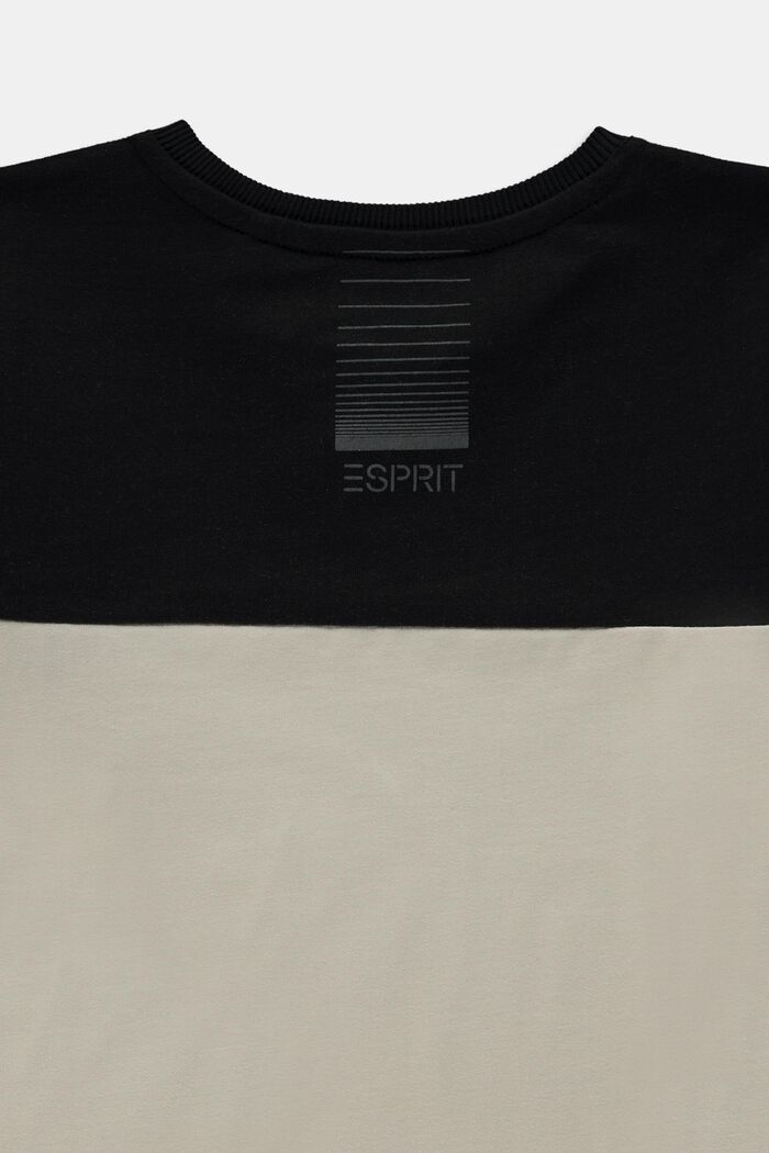 Long sleeve top with colour blocking, 100% cotton, BLACK, detail image number 2