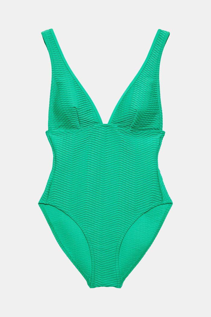 Recycled: textured swimsuit, GREEN, detail image number 4